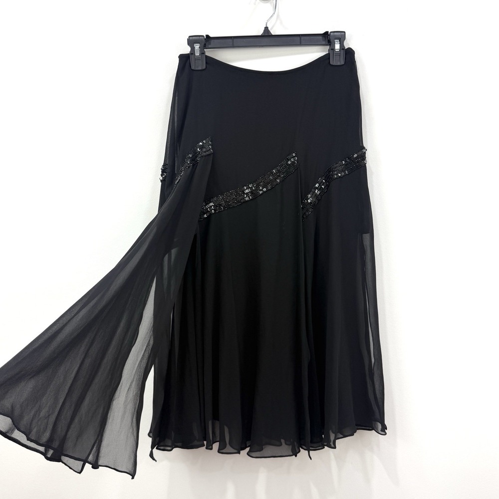 VTG Laurence Kazar 100% Silk Skirt S Glam Event Sequins Whimsigoth Gatsby Layers